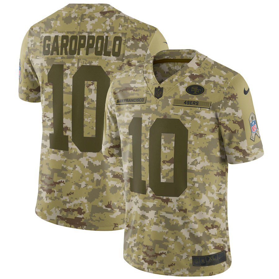 Men San Francisco 49ers #10 Garoppolo Nike Camo Salute to Service Retired Player Limited NFL Jerseys->houston texans->NFL Jersey